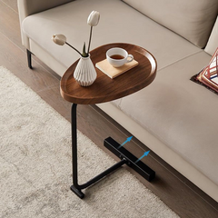 Wooden C-Shaped Side Table | طاولة جانبية خشبية على شكل حرف C