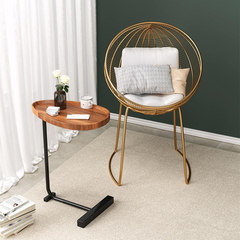 Wooden C-Shaped Side Table | طاولة جانبية خشبية على شكل حرف C